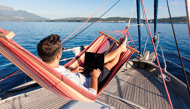 Man Relaxing on Boat